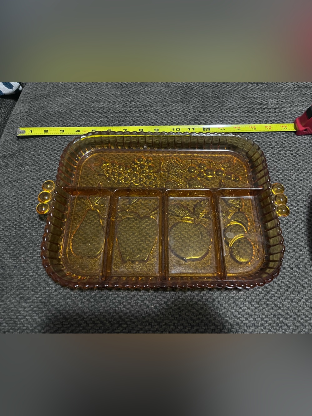 Indiana Glass Amber Sectioned Serving Platter